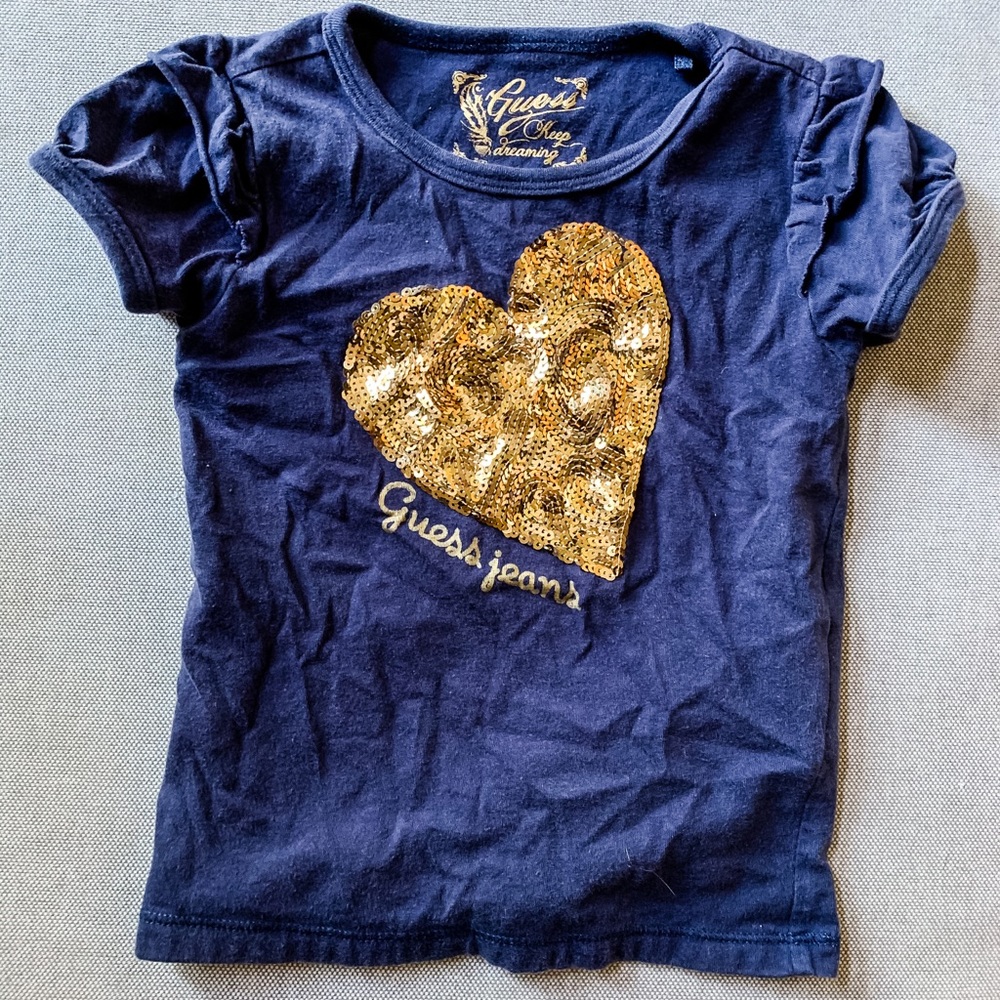 2 for $15 | Navy Guess Tee w/ sequin gold heart 💛